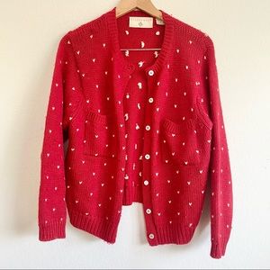 Vintage Heart Knit Grandpa Cardigan Sweater